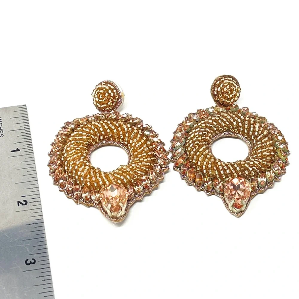 Anthropologie Deepa Gurnani Beaded Circle Drop Earrings - Picture 3 of 4
